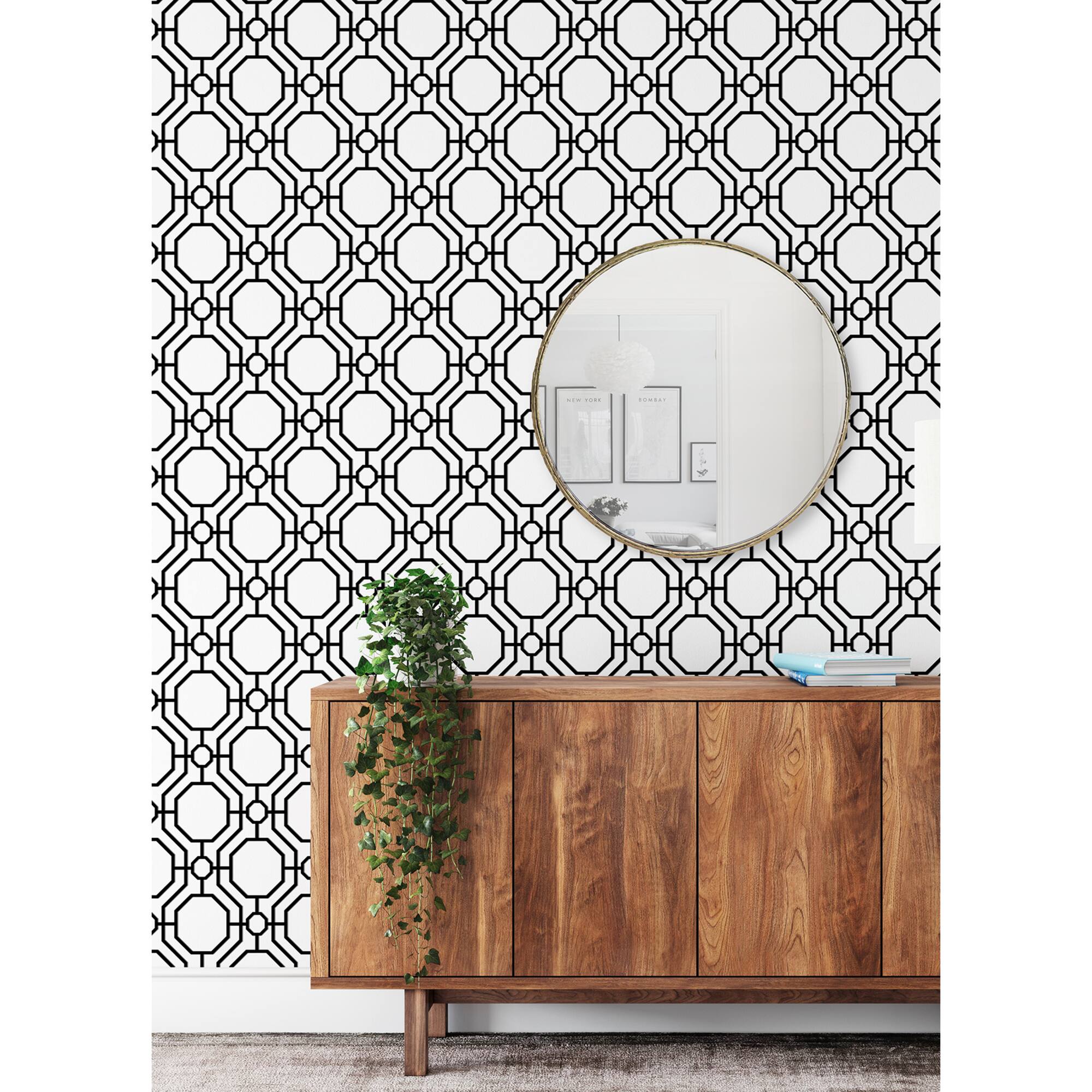 InHome Crawford Black & White Peel & Stick Wallpaper